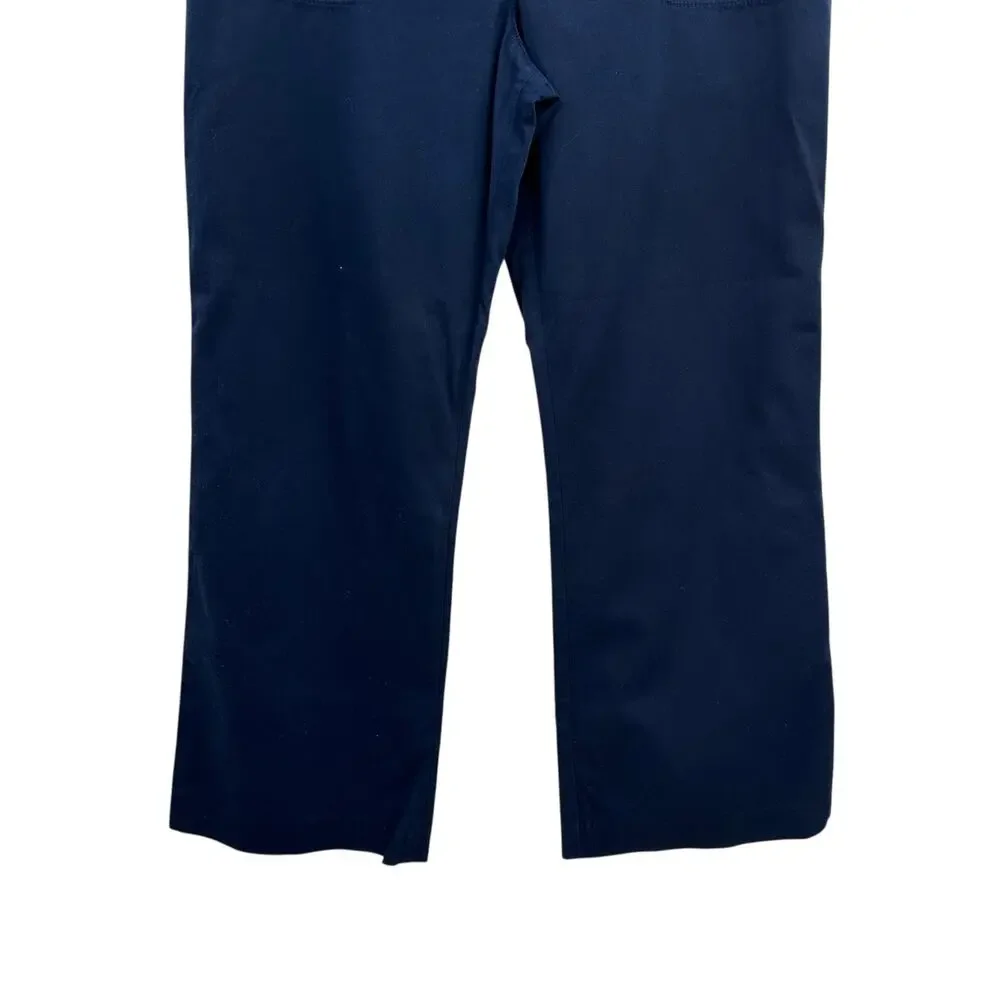 Tory Burch Maddie‎ Cropped Flare Trouser Pants Gold Button Navy Blue Size US 12